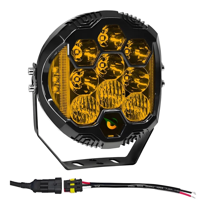 E7 Plus 1 Unidad Luz Diurna de 7 Pulgadas para Coche con Faro Lateral Intermitente, Resistente al Agua, Faro LED para Motocicleta - Luz Amarilla