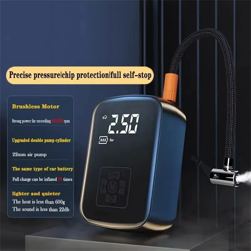 Inflador de neumáticos de coche de 100 W y 150 PSI, compresor de aire eléctrico portátil con pantalla digital para motocicleta / bicicleta / balón