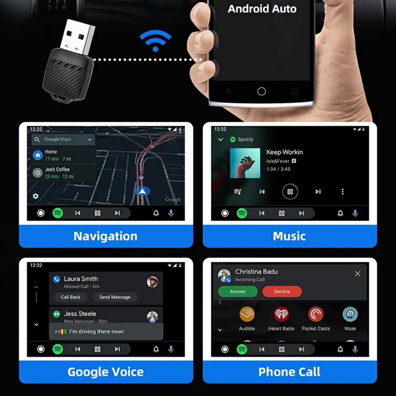 USB Mini Wireless CarPlay Android Auto 2-in-1 Adapter für Fahrzeuge mit integriertem Carplay / Android Auto