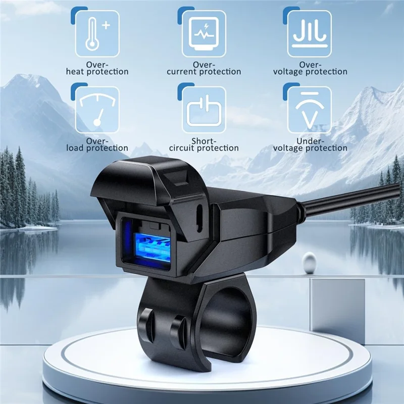 Cargador USB resistente al agua IP66 para manillar de motocicleta de 18 W 5 V / 3 A, adaptador de carga rápida de SAE a USB