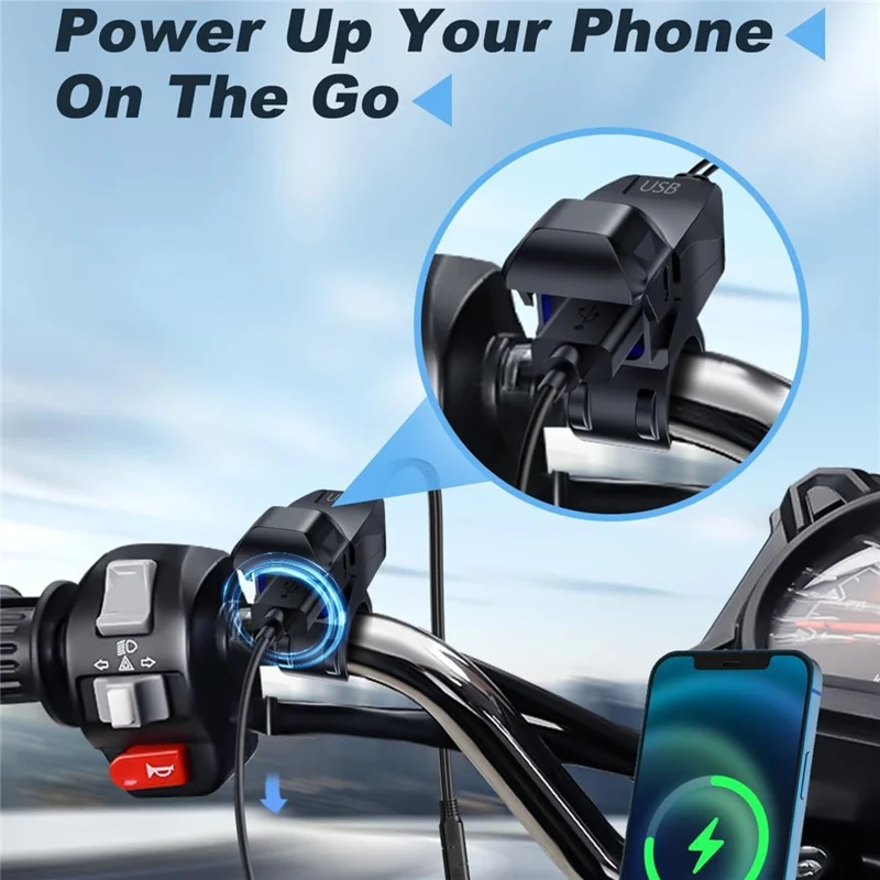 Cargador USB resistente al agua IP66 para manillar de motocicleta de 18 W 5 V / 3 A, adaptador de carga rápida de SAE a USB