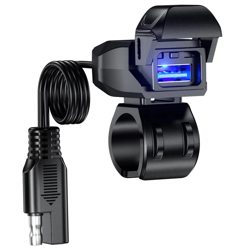 Cargador USB resistente al agua IP66 para manillar de motocicleta de 18 W 5 V / 3 A, adaptador de carga rápida de SAE a USB