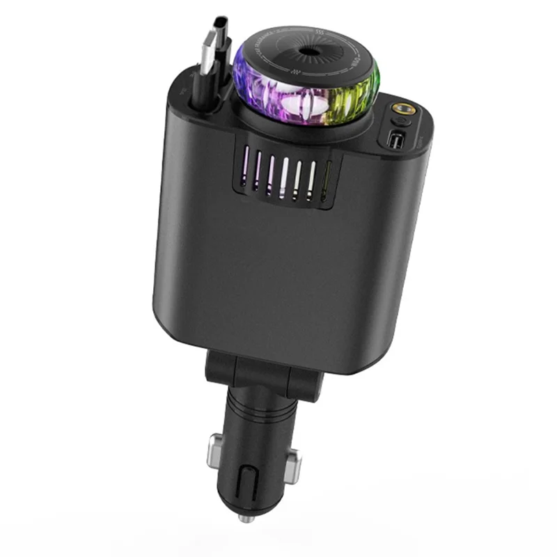 D1 Purple Light Multifunction PD 45W Car Charger with iP  /  Type C Retractable Cable Star Projector Aromatherapy Diffuser