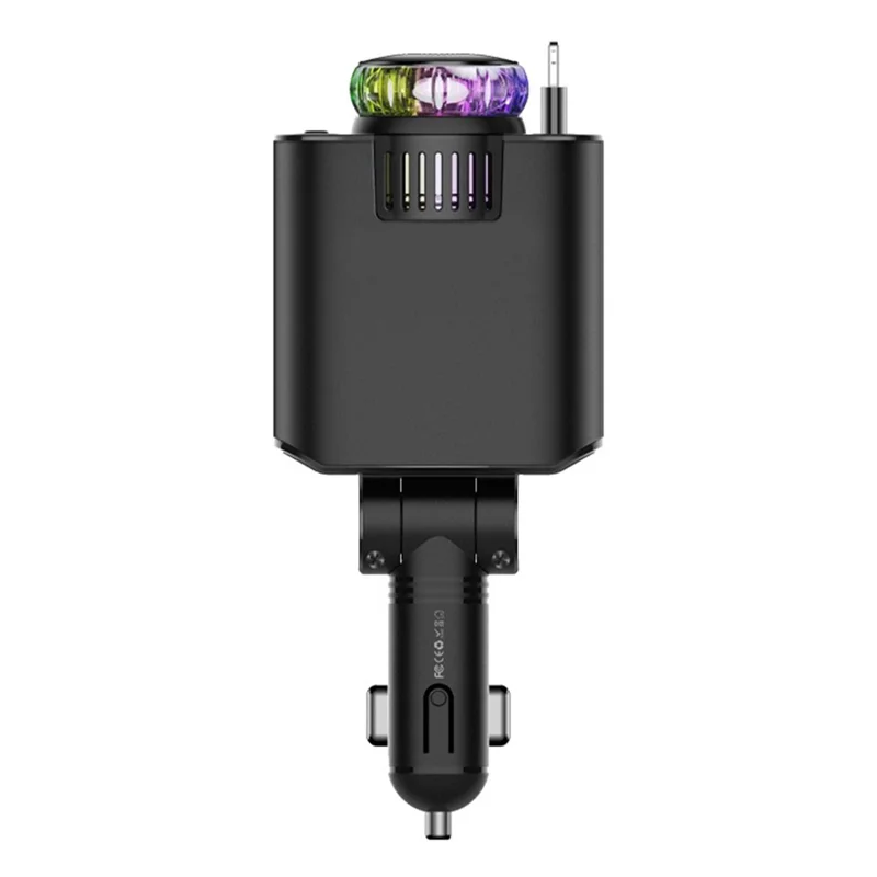 D1 Purple Light Multifunction PD 45W Car Charger with iP  /  Type C Retractable Cable Star Projector Aromatherapy Diffuser