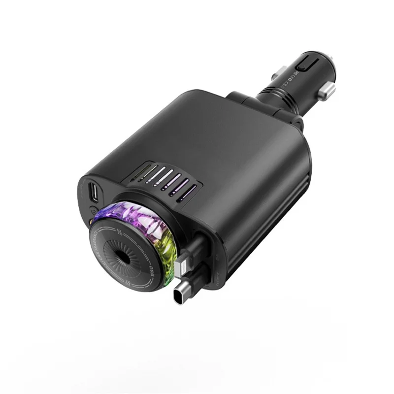 D1 Purple Light Multifunction PD 45W Car Charger with iP  /  Type C Retractable Cable Star Projector Aromatherapy Diffuser