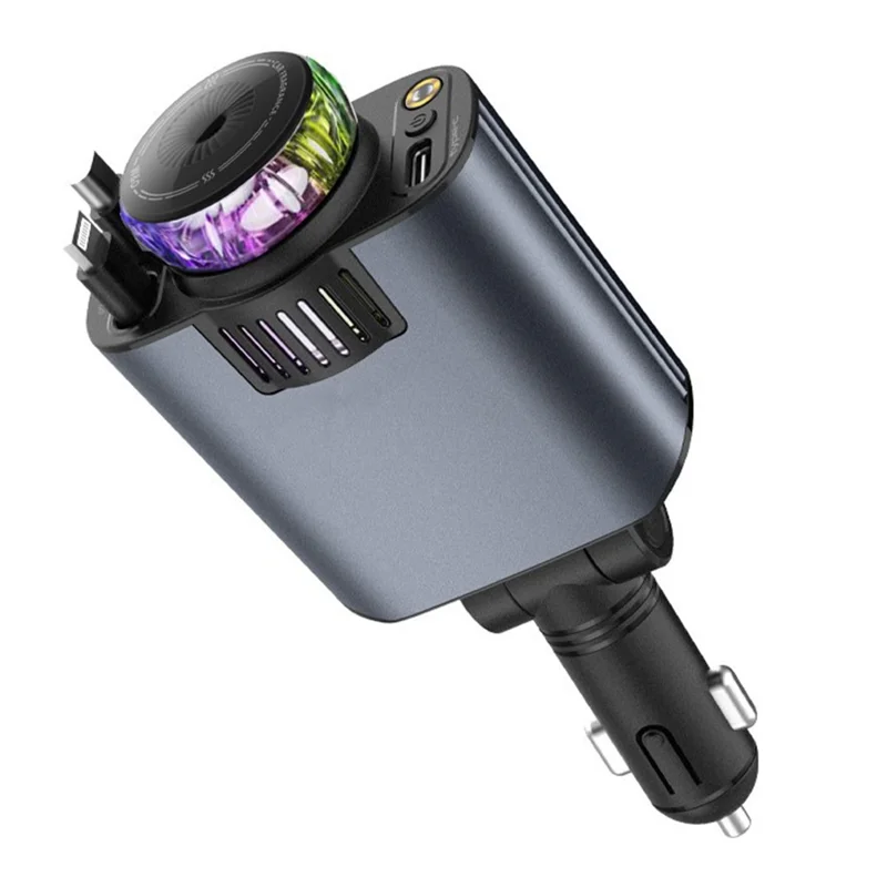 D1 Red Light Multifunction PD 45W Car Charger with iP  /  Type C Retractable Cable Star Projector Aromatherapy Diffuser