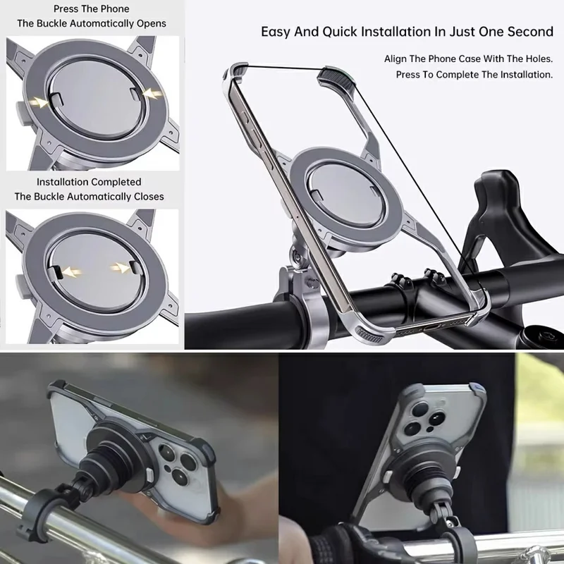 Soporte de Motocicleta Magnético Z10 para iPhone 16 Pro Max con Sujeción Antivibración para Ciclismo