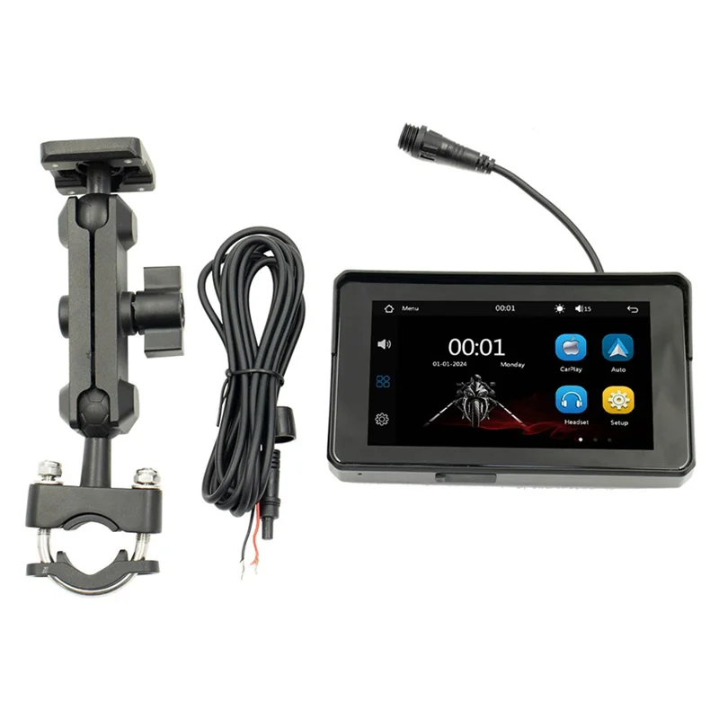 B5354 5 Inch TFT Screen Motorcycle Portable MP5 Player IP65 Waterproof Dual Bluetooth-compatible Wireless CarPlay