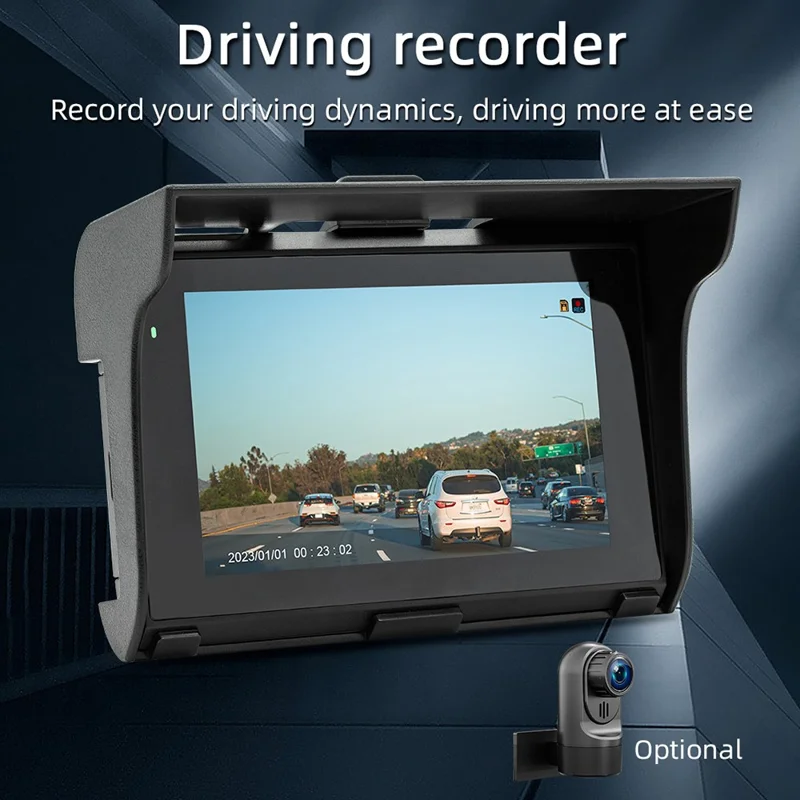 B5350 5 Inch Touch Screen Motorcycle MP5 Player Waterproof Bluetooth-compatible Dash Cam Wireless CarPlay
