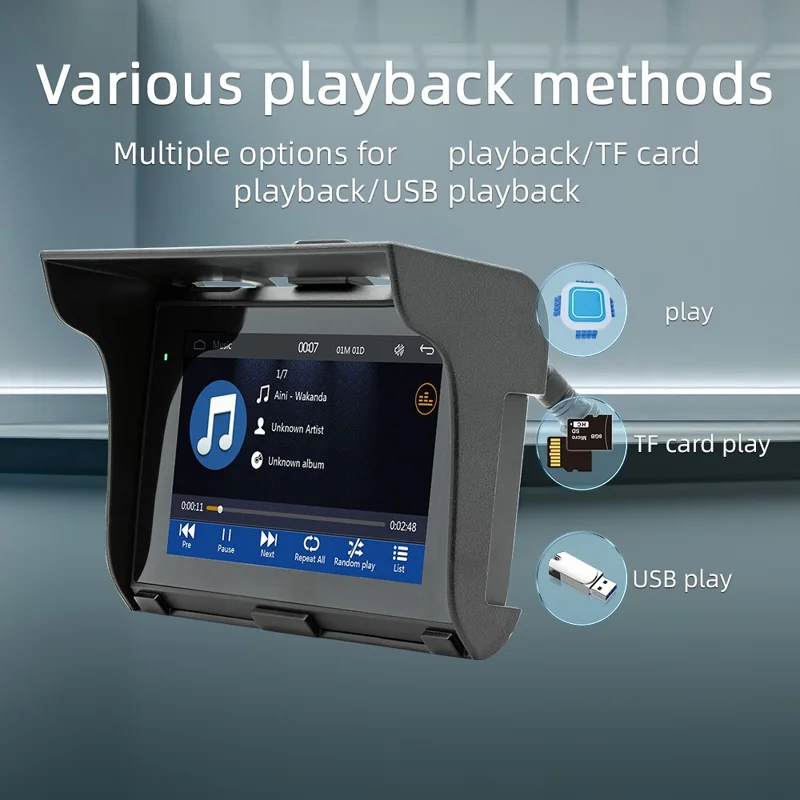 B5350 5 Inch Touch Screen Motorcycle MP5 Player Waterproof Bluetooth-compatible Dash Cam Wireless CarPlay