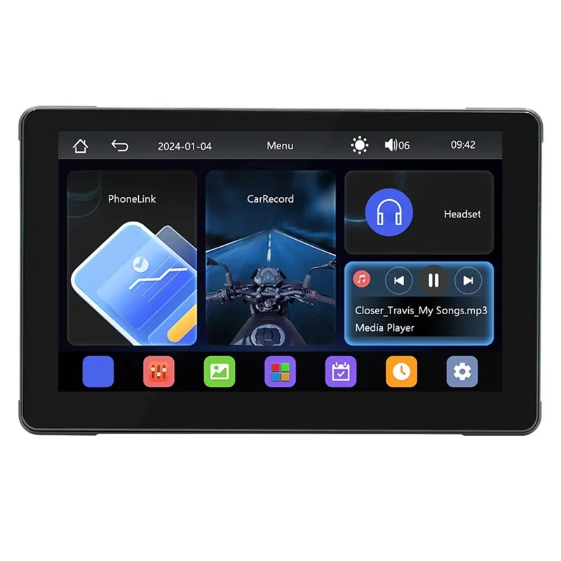 B5351 7 Inch HD IPS Screen Waterproof Motorcycle Dash Cam Dual Bluetooth-compatible CarPlay MP5 Player for Android iOS