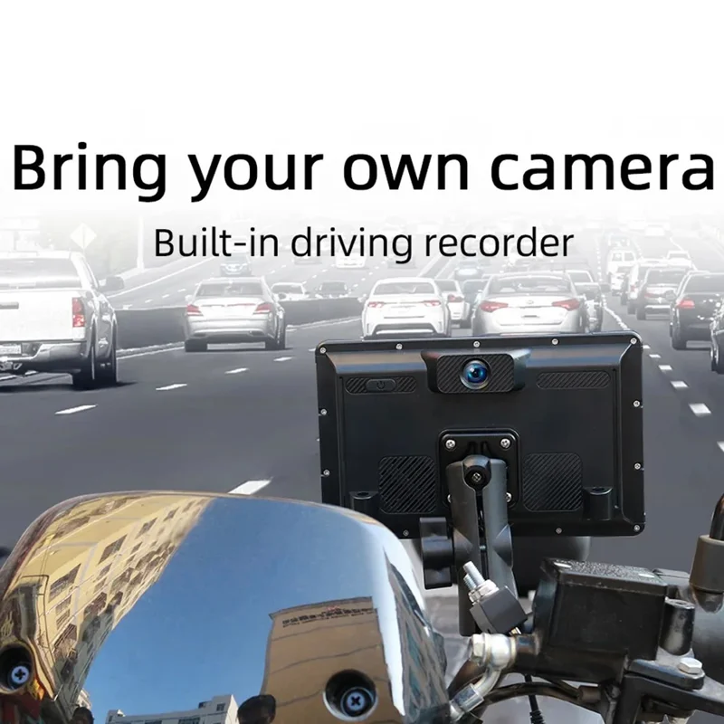 B5351 7 Inch HD IPS Screen Waterproof Motorcycle Dash Cam Dual Bluetooth-compatible CarPlay MP5 Player for Android iOS