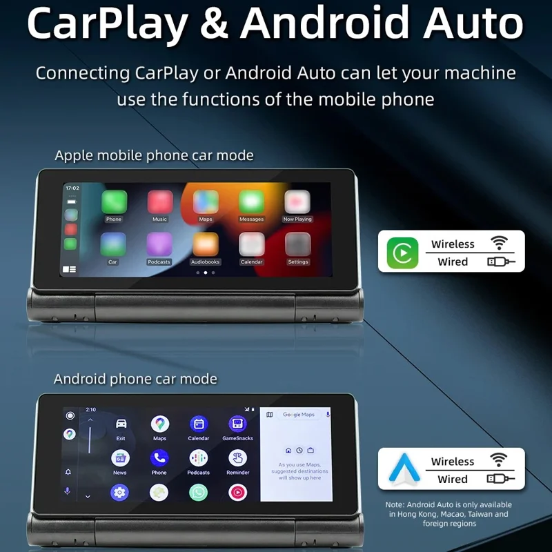 B5369 Car MP5 Player 6.86 Inch 180 Degree Flip Screen Bluetooth-compatible CarPlay Dash Cam DVR