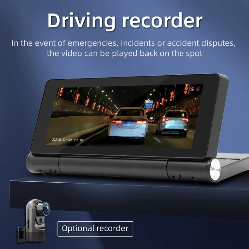 B5369 Car MP5 Player 6.86 Inch 180 Degree Flip Screen Bluetooth-compatible CarPlay Dash Cam DVR