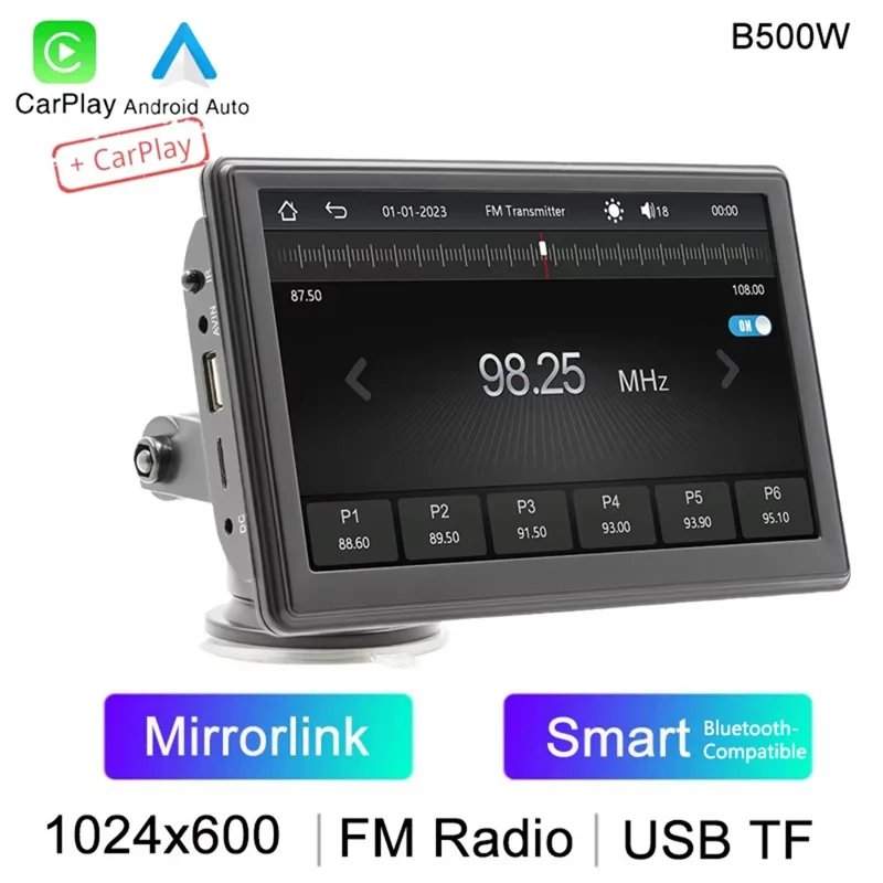B500W 7 Inch Smart Voice Control Wireless CarPlay MP5 Player FM Transmitter with AHD Function (No Camera)