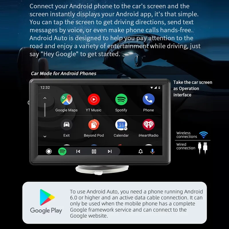 B500W 7 Inch Smart Voice Control Wireless CarPlay MP5 Player FM Transmitter with AHD Function (No Camera)