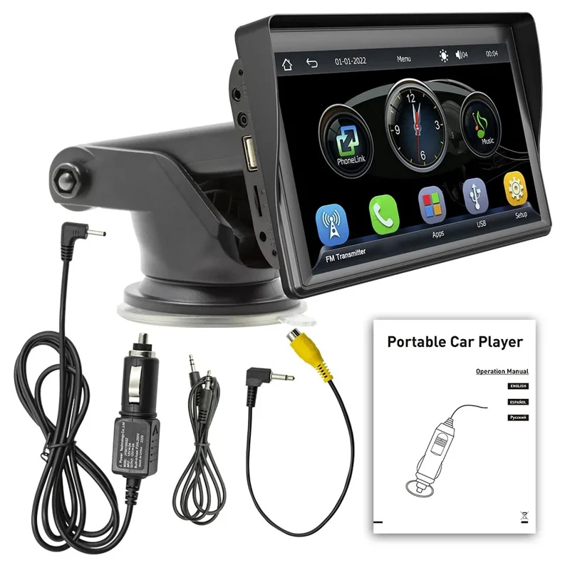 B600A 7 Inch Portable Wireless CarPlay with AHD Function Multiple Media Support Car MP5 Player (No Camera)