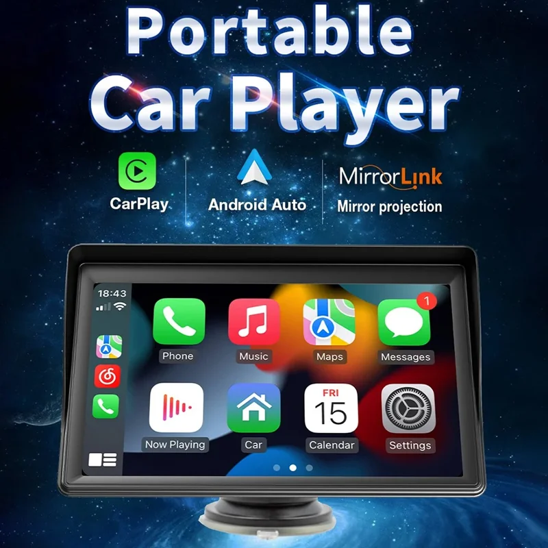 B600A 7 Inch Portable Wireless CarPlay with AHD Function Multiple Media Support Car MP5 Player (No Camera)