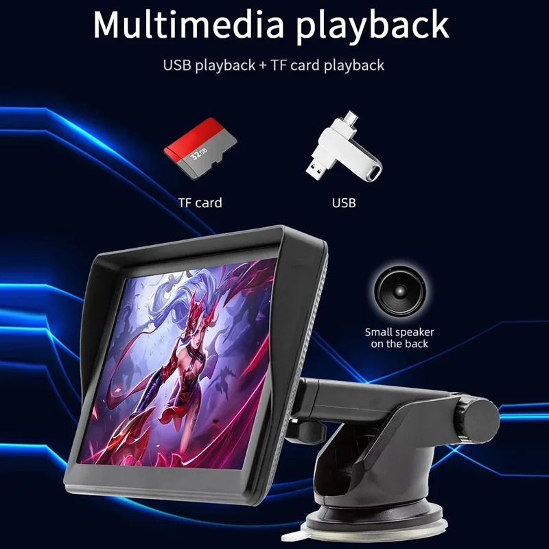 B600A 7 Inch Portable Wireless CarPlay with AHD Function Multiple Media Support Car MP5 Player (No Camera)