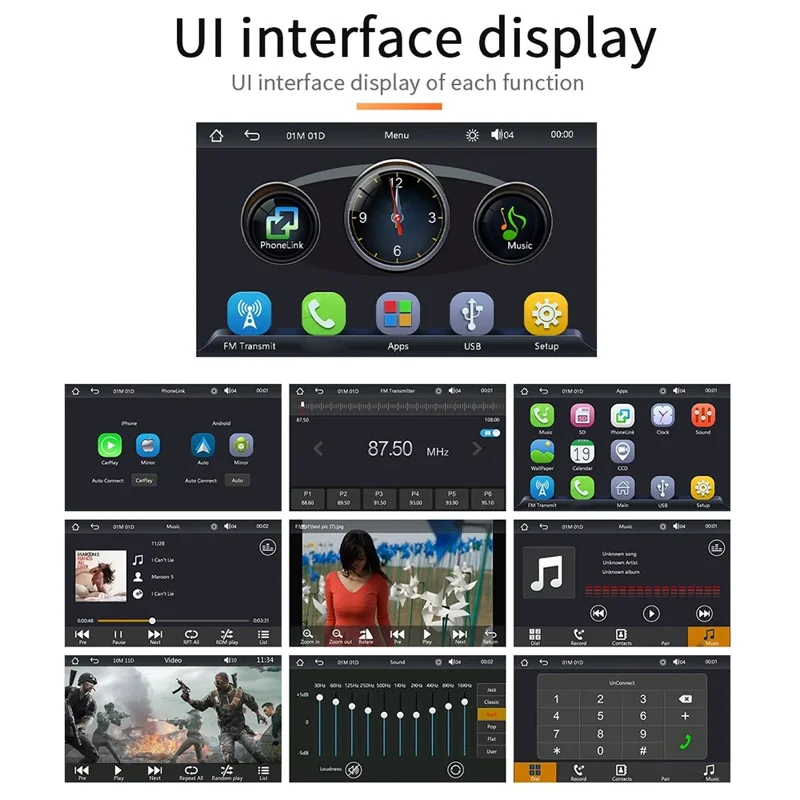 B600A 7 Inch Portable Wireless CarPlay with AHD Function Multiple Media Support Car MP5 Player (No Camera)