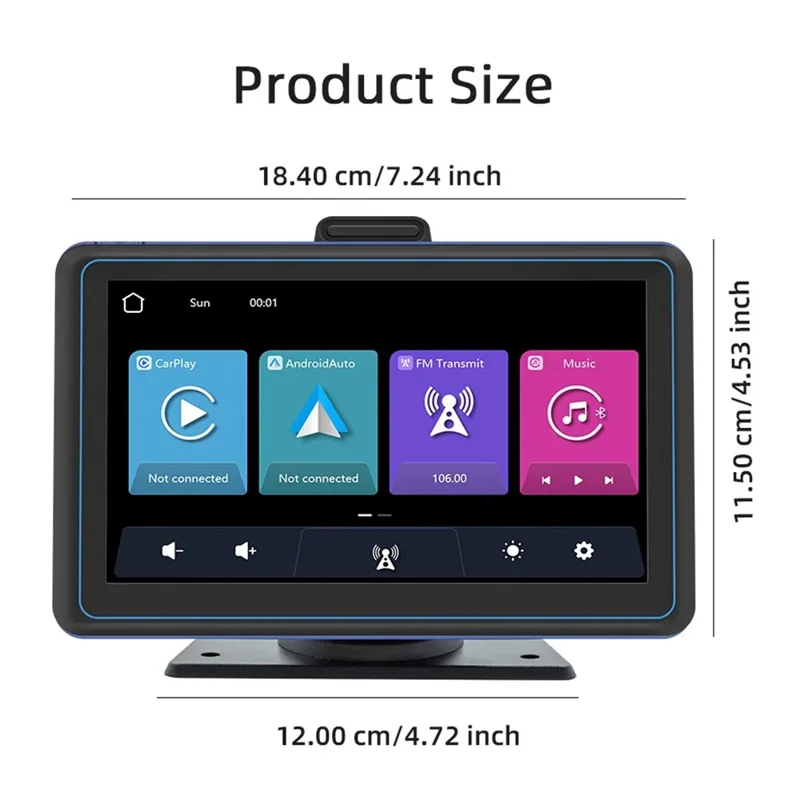 B5307 Wireless CarPlay 7 Inch HD Screen Portable Car Navigation Bluetooth-compatible MP5 Player