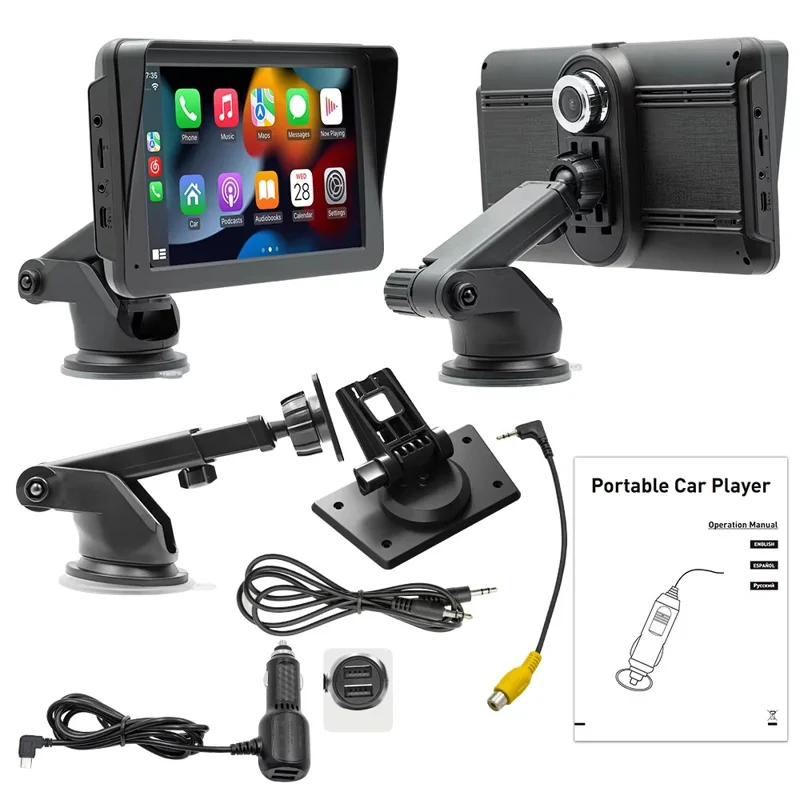 B5570R 7 Inch HD Touch Screen Wireless CarPlay Bluetooth-compatible Car MP5 Player Built In Driving Recorder