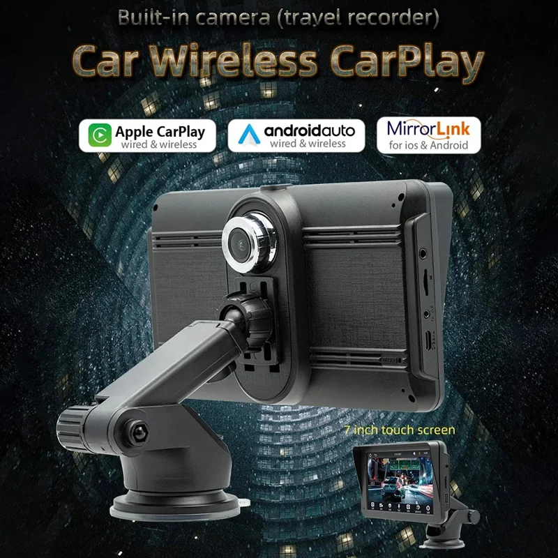 B5570R 7 Inch HD Touch Screen Wireless CarPlay Bluetooth-compatible Car MP5 Player Built In Driving Recorder