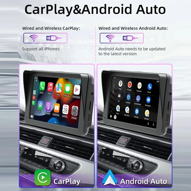 B5570R 7 Inch HD Touch Screen Wireless CarPlay Bluetooth-compatible Car MP5 Player Built In Driving Recorder
