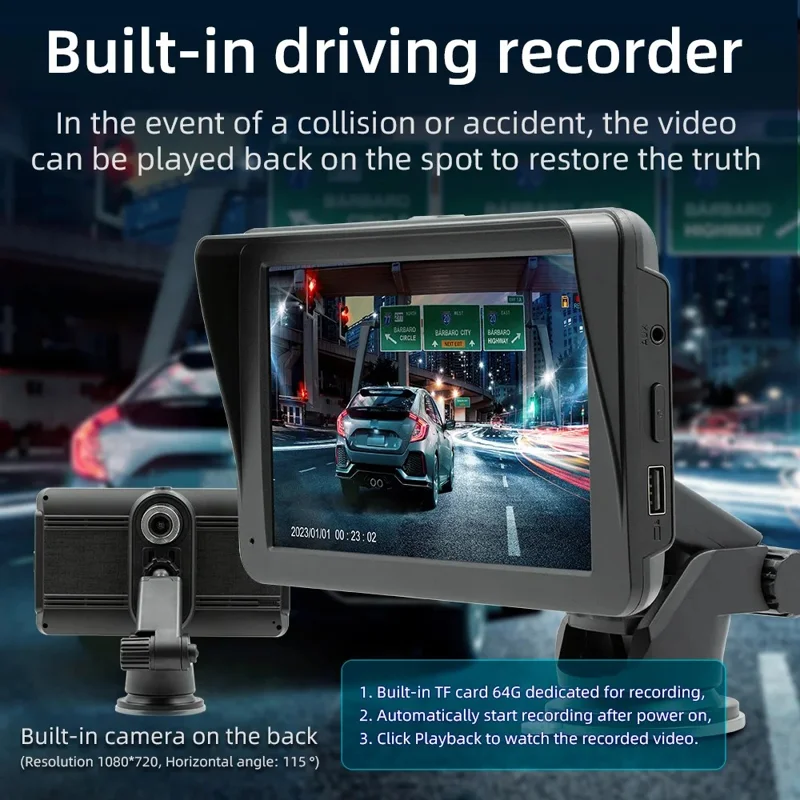 B5570R 7 Inch HD Touch Screen Wireless CarPlay Bluetooth-compatible Car MP5 Player Built In Driving Recorder