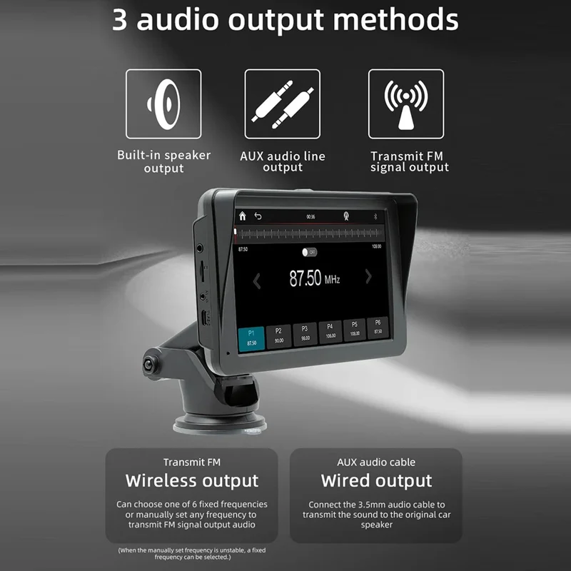 B5570R 7 Inch HD Touch Screen Wireless CarPlay Bluetooth-compatible Car MP5 Player Built In Driving Recorder