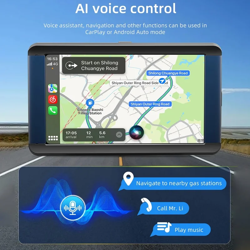 B300R 7 Inch Portable Car MP5 Player Built In Driving Recorder Bluetooth-compatible Wireless CarPlay