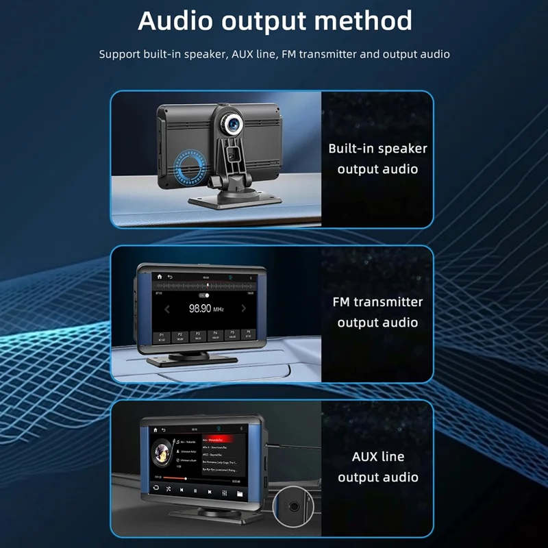 B300R 7 Inch Portable Car MP5 Player Built In Driving Recorder Bluetooth-compatible Wireless CarPlay