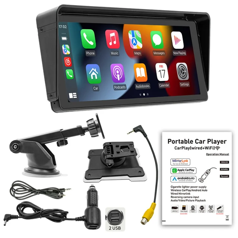 B5313 10.26 Inch HD Screen Car MP5 Multimedia Player Wireless CarPlay Bluetooth-compatible FM Transmitter Support TF Card