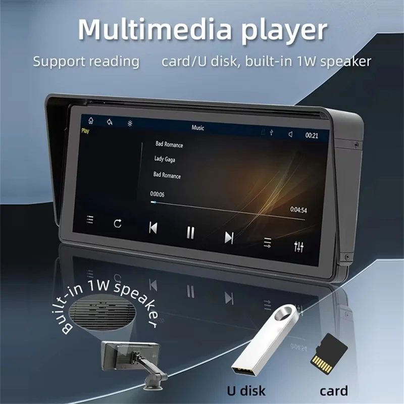 B5313 10.26 Inch HD Screen Car MP5 Multimedia Player Wireless CarPlay Bluetooth-compatible FM Transmitter Support TF Card