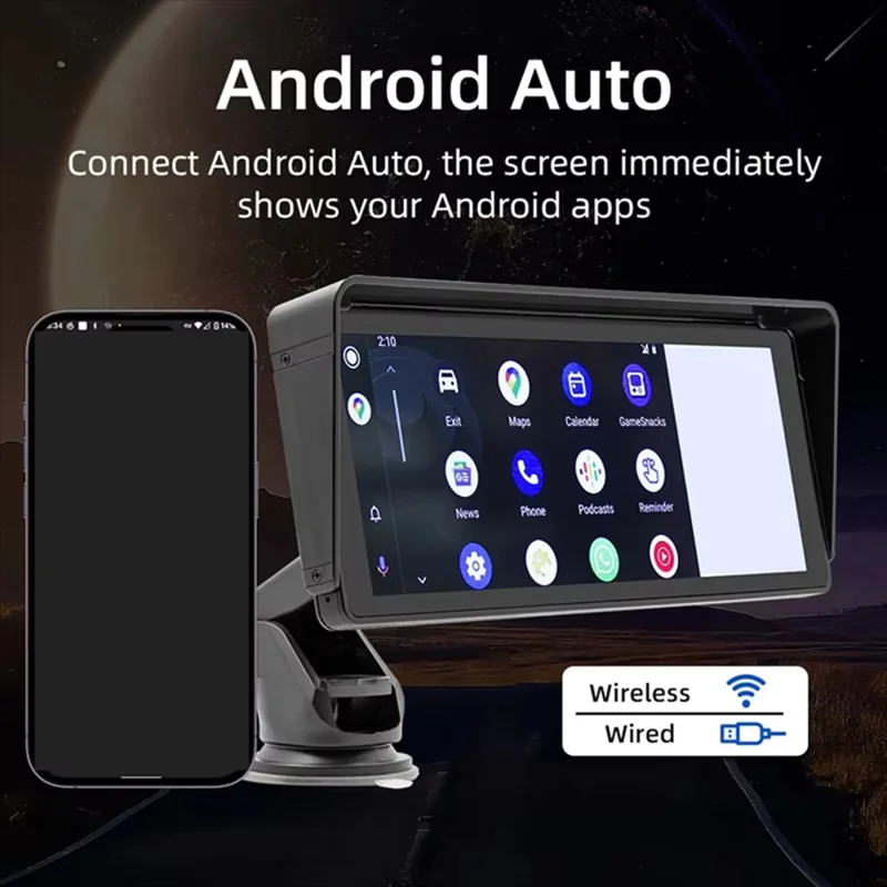 B5313 10.26 Inch HD Screen Car MP5 Multimedia Player Wireless CarPlay Bluetooth-compatible FM Transmitter Support TF Card