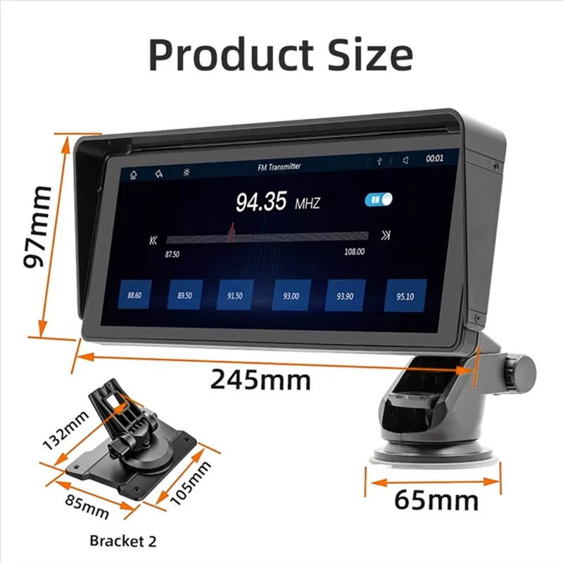 B5313 10.26 Inch HD Screen Car MP5 Multimedia Player Wireless CarPlay Bluetooth-compatible FM Transmitter Support TF Card