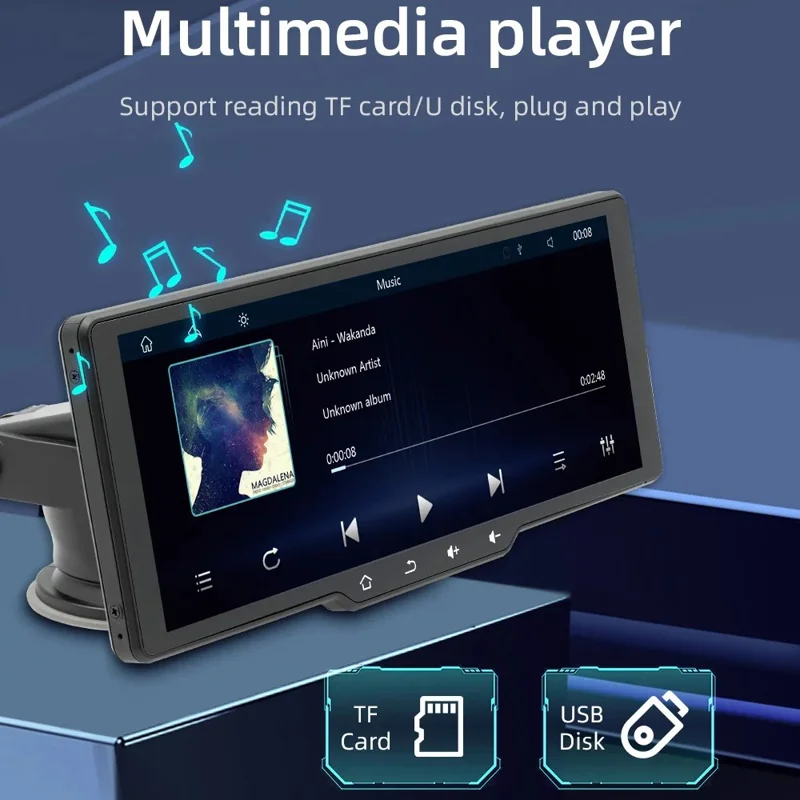 B5314 10.26 Inch HD Screen Wireless CarPlay Bluetooth-compatible Car MP5 Player FM Transmitter Support TF Card