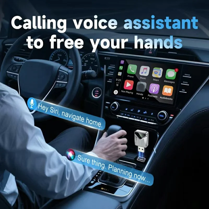 28 Mini 2 in 1 Wireless CarPlay Android Auto Adapter for Wired CarPlay Android Auto Vehicles Upgrade to Wireless - Silver