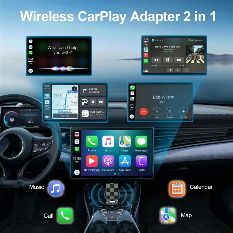 57 2 in 1 Wired to Wireless CarPlay Android Auto Adapter Cars Upgrade Converter