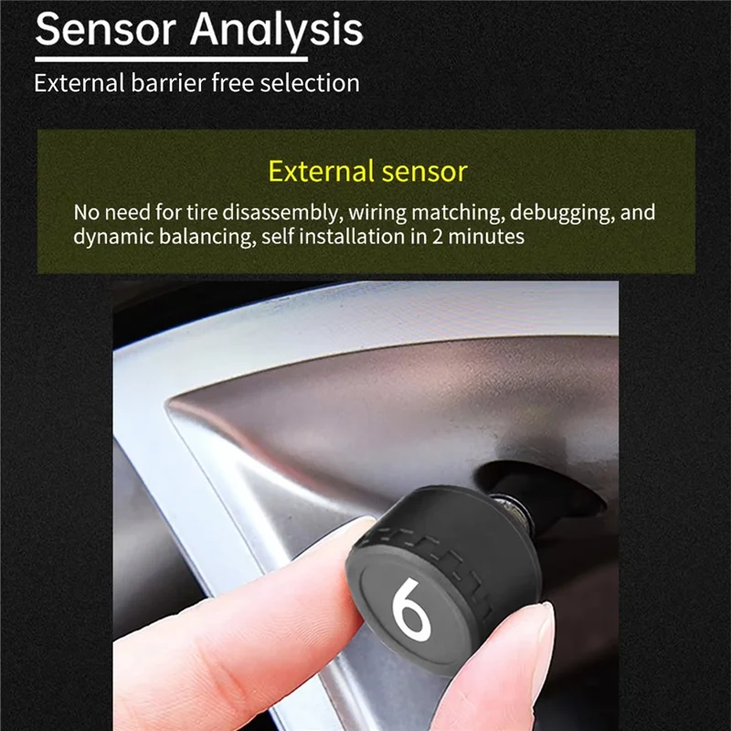 T11 Solar Powered TPMS Tire Pressure Monitor Support 144 PSI Tire Temperature Alarm System with 6 External Sensors