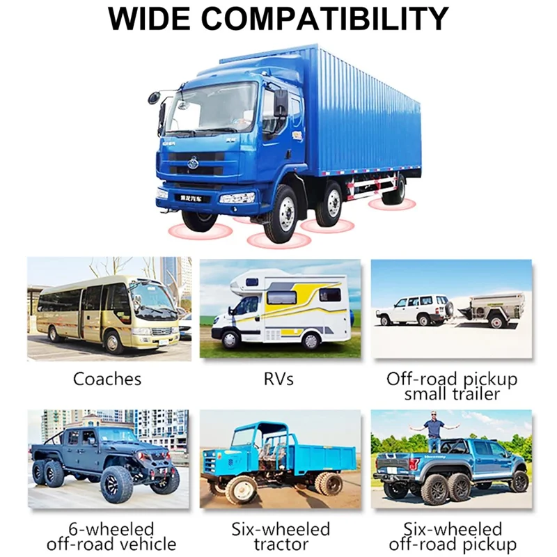 T11 Solar Powered TPMS Tire Pressure Monitor Support 144 PSI Tire Temperature Alarm System with 6 External Sensors