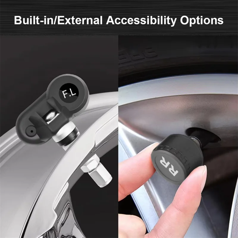 T12 TPMS Tire Pressure Monitoring System for Cars Real Time Display Solar  /  USB Charging with 4 Internal Sensors
