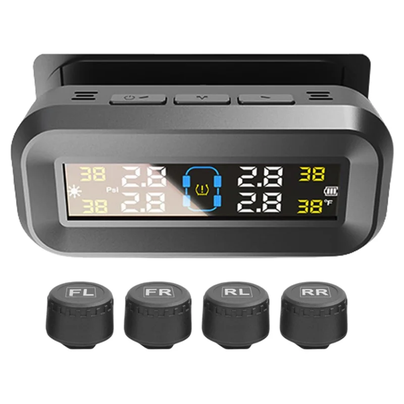 T14 Solar  /  USB Charging Tire Pressure Monitoring System Car TPMS with 4 External Sensors
