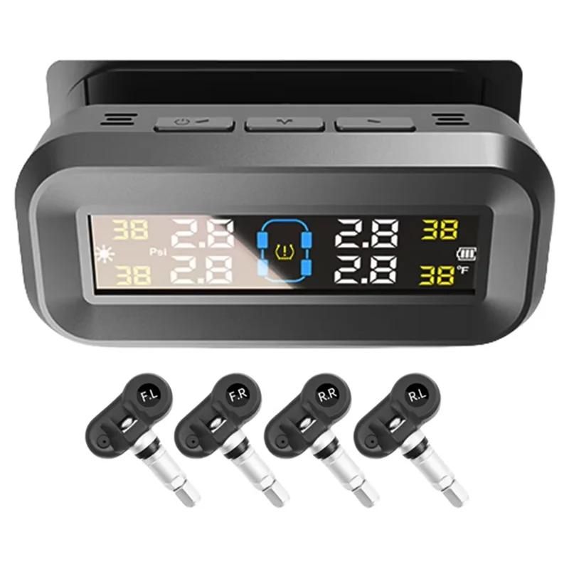 T14 Solar  /  USB Charging Tire Pressure Monitoring System Car TPMS with 4 Internal Sensors