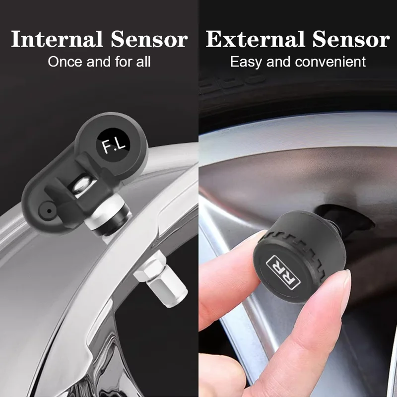 TY05 Système de Surveillance de Pression des Pneus Intelligent avec 4 Capteurs Internes et Affichage en Temps Réel pour Voiture