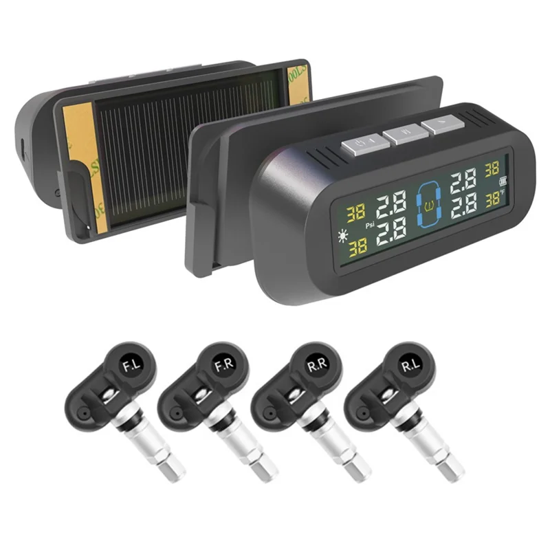 T13 Car TPMS Real Time Display Solar  /  USB Charging Tire Pressure Monitoring System with 4 Internal Sensors
