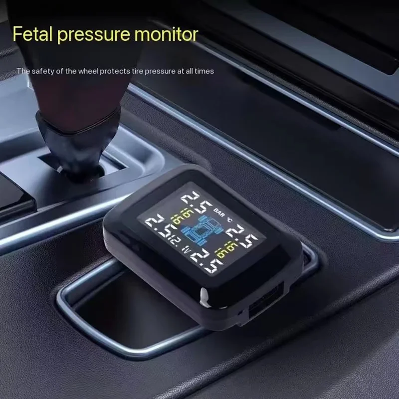 TY09 Car Tire Pressure Monitor TPMS Cigarette Lighter Real-Time Monitoring Device with 4 External Sensors