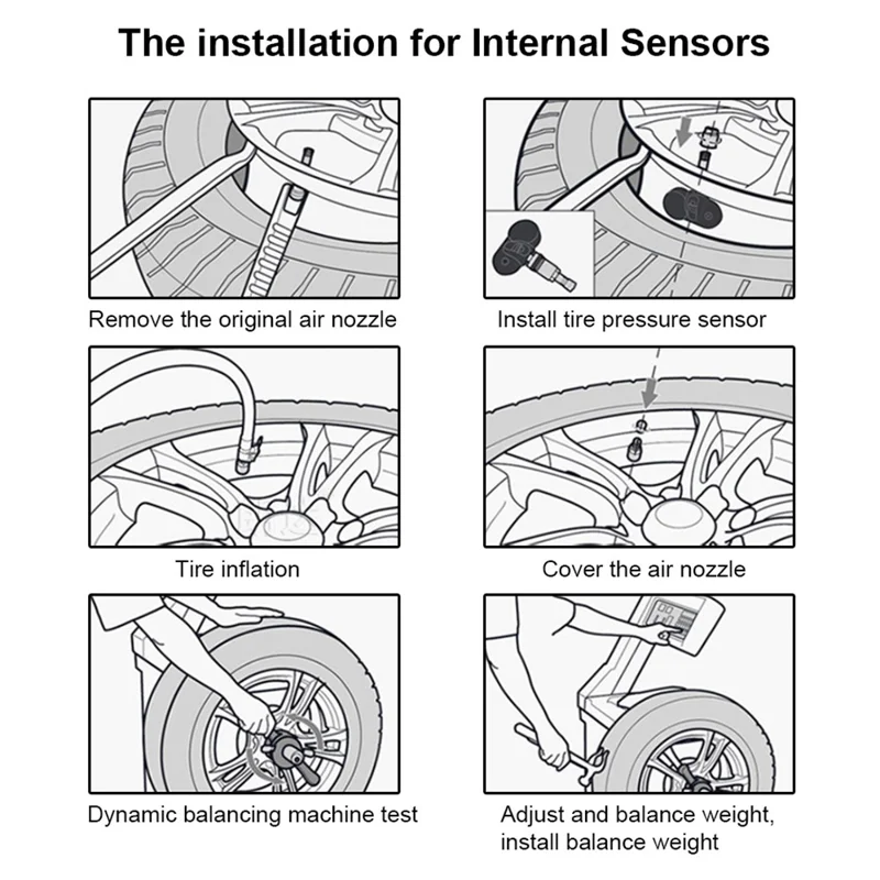 TY07 Solar Powered TPMS Wireless Car Tire Pressure Monitoring System with 4 Internal Sensors