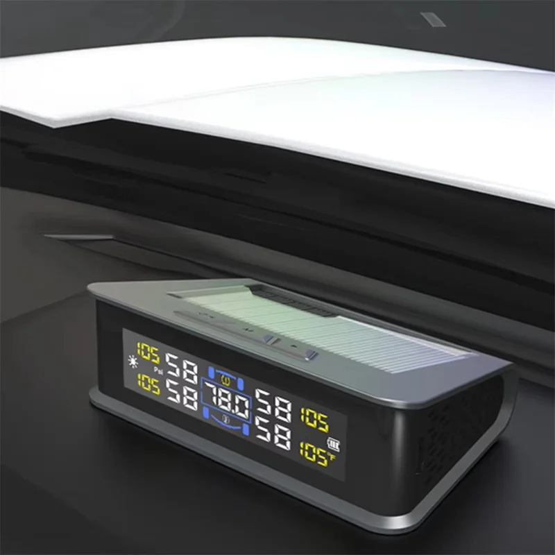 T15 Solar TPMS Car Tire Pressure Cabin Temperature Monitoring System with 4 Internal Sensors