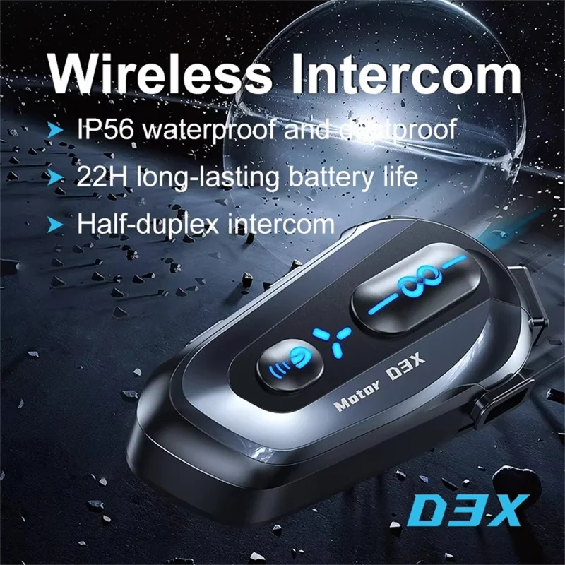 D3X For Motorcycle Helmet Bluetooth-compatible Headset 600m Half Duplex Intercom System - Soft Mic